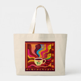 Bolso De Tela Gigante Patrón de taza de café humeante