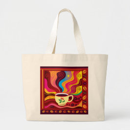 Bolso De Tela Gigante Patrón de taza de café humeante