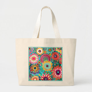 Bolso De Tela Gigante Patrón floral de Boho colorido de bonito