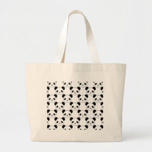 Bolso De Tela Gigante Patrón Kawaii Panda En Blanco Y Negro