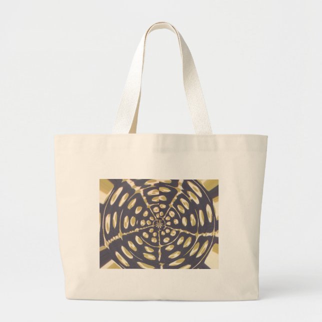 Bolso De Tela Gigante Patrón Oval de puntos de polka azul y cremoso (Frente)