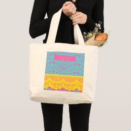 Bolso De Tela Gigante Patrones floralart españoles- Aqua y amarillo