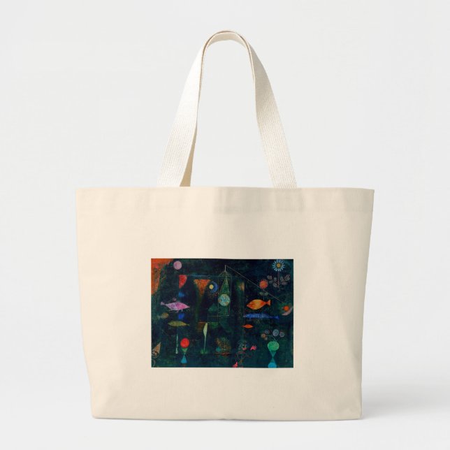 Bolso De Tela Gigante Paul Klee Fish Magic Resumen Pintura de arte gráfi (Frente)