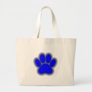 Bolso De Tela Gigante Paw De Perro En Azul Con Brotes