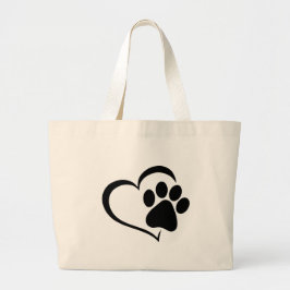 Bolso De Tela Gigante PawPrint y Heart Design