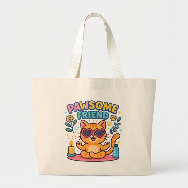 Bolso De Tela Gigante Pawsome Friend Because Every Cat Deserves Love (Frente)