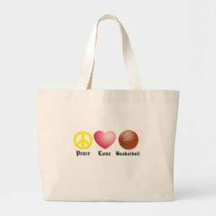 Bolso De Tela Gigante Paz, amor, baloncesto