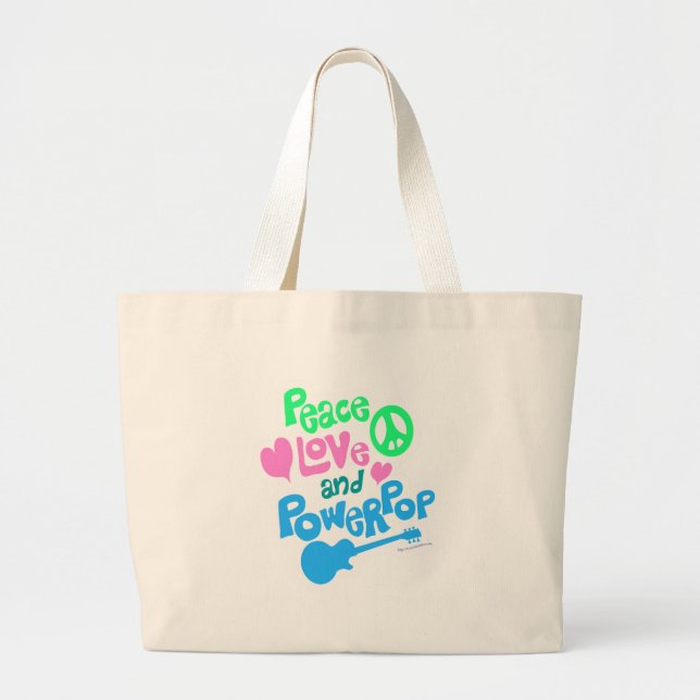 Bolso De Tela Gigante Paz, amor, lema de música Powerpop (Frente)