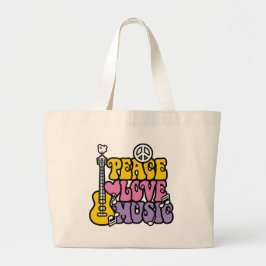 Bolso De Tela Gigante Paz-Amor-Música