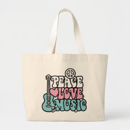 Bolso De Tela Gigante Paz-Amor-Música