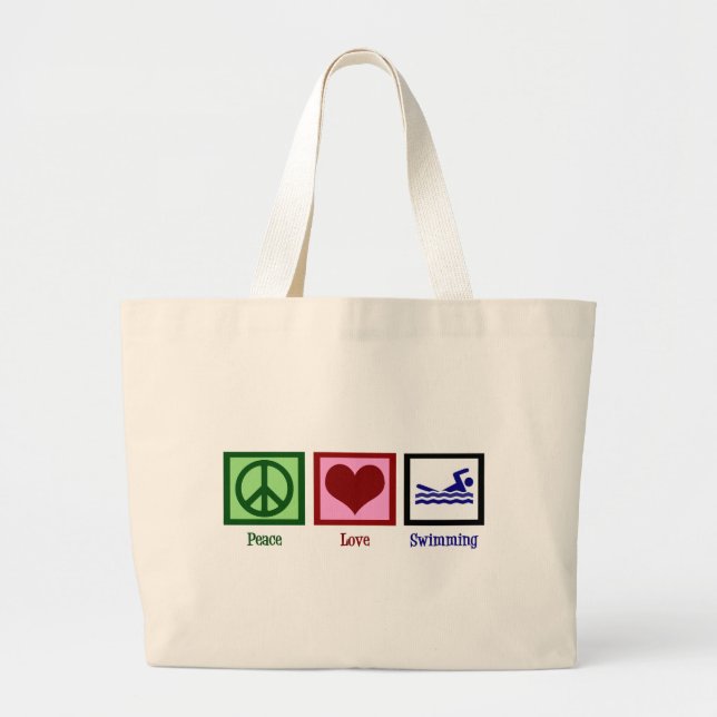 Bolso De Tela Gigante Paz Amor Natación (Frente)