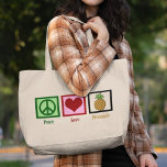 Bolso De Tela Gigante Paz Amor Piña<br><div class="desc">Me encanta comer piña,  es mi comida favorita. Un lindo regalo de fruta hawaiana.</div>