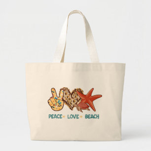 Bolso De Tela Gigante Paz, amor, playa Paz manual, corazón, tortuga