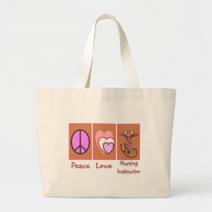 Bolso De Tela Gigante "Paz, amor, regalos del instructor de cuidado"