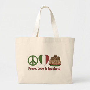 Bolso De Tela Gigante Paz, amor y espagueti