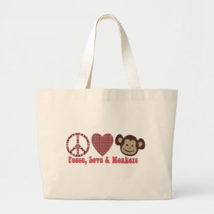 Bolso De Tela Gigante Paz, amor y monos Tees y regalos retro