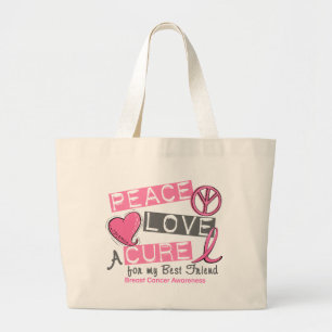 Bolso De Tela Gigante PAZ del cáncer de pecho, AMOR, una CURACIÓN 1