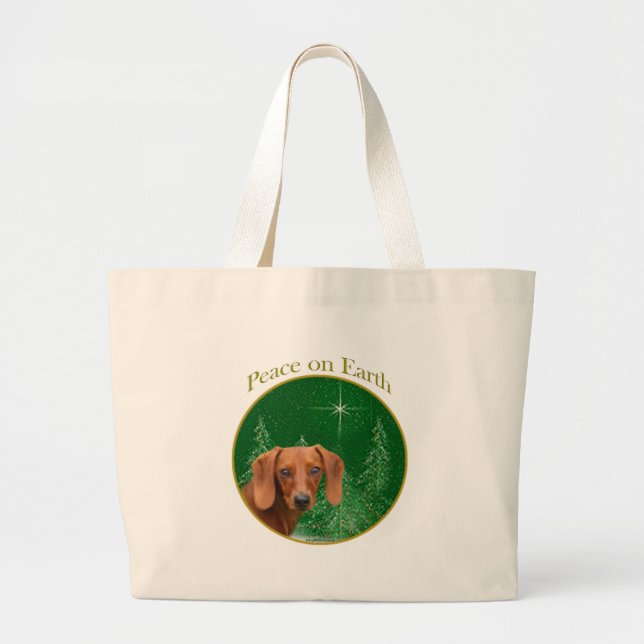 Bolso De Tela Gigante Paz en la Tierra Dachshund (Frente)