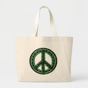 Bolso De Tela Gigante Paz verde
