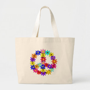 Bolso De Tela Gigante Paz y flower power