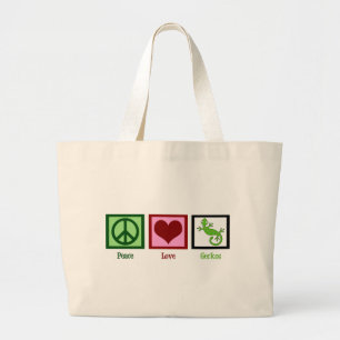Bolso De Tela Gigante Peace Love Geckos
