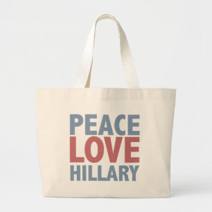 Bolso De Tela Gigante Peace Love Hillary