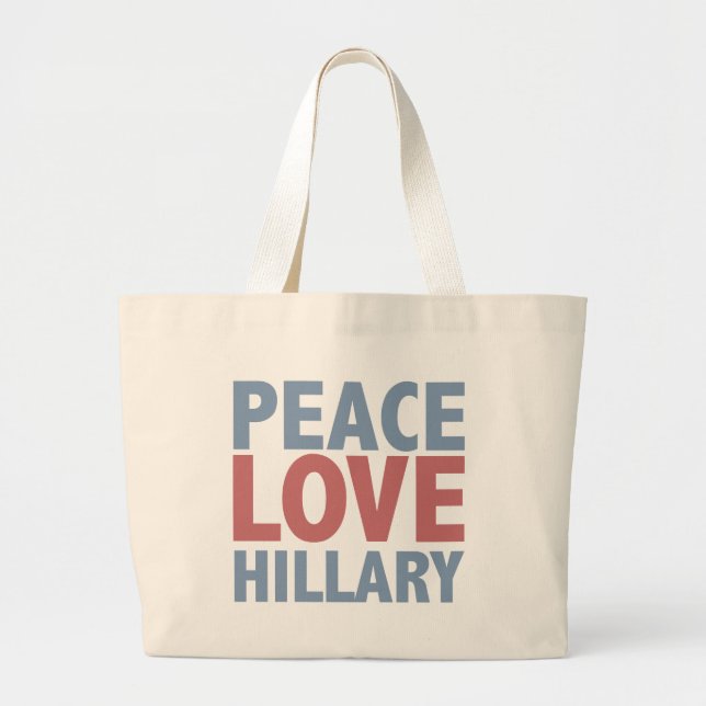 Bolso De Tela Gigante Peace Love Hillary (Frente)
