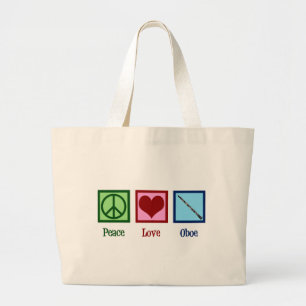 Bolso De Tela Gigante Peace Love Oboe