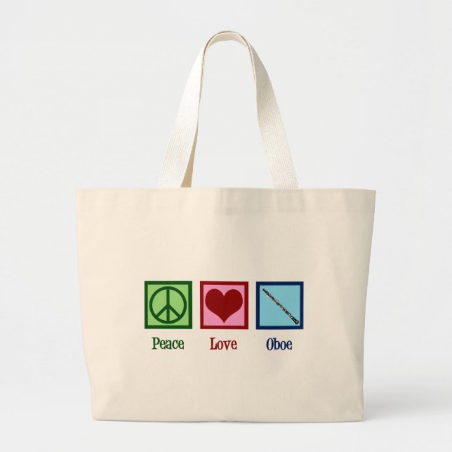 Bolso De Tela Gigante Peace Love Oboe (Frente)