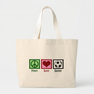 Bolso De Tela Gigante Peace Love Soccer