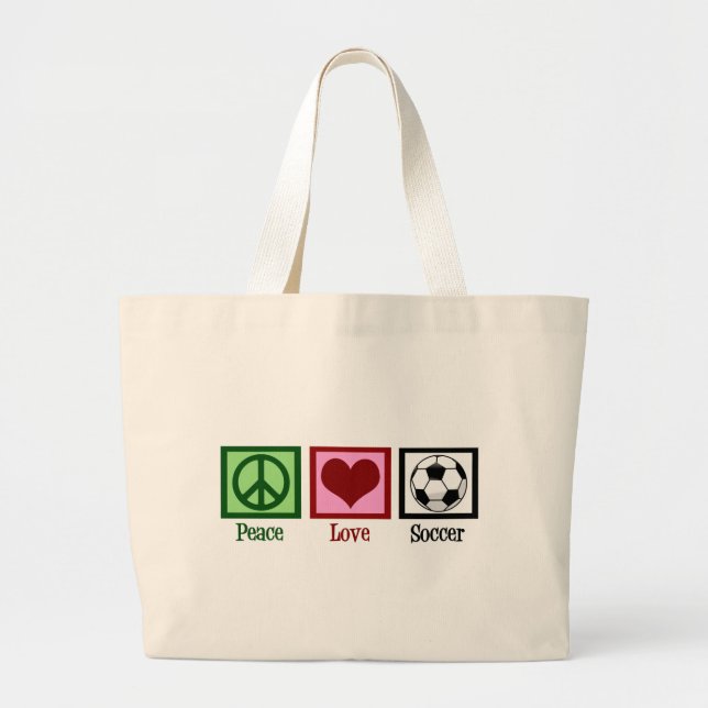 Bolso De Tela Gigante Peace Love Soccer (Frente)