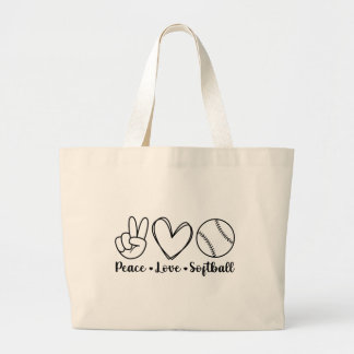 Bolso De Tela Gigante Peace Love Sofball