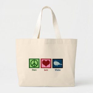 Bolso De Tela Gigante Peace Love Whales