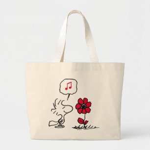 Bolso De Tela Gigante PEANUTS   Patrón rojo y negro