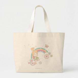 Bolso De Tela Gigante PEBBLES™ Nubes de arcoiris y flores