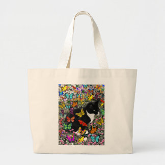 Bolso De Tela Gigante Pecas en las mariposas - gato del gatito de Tux