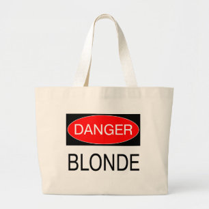 Bolso De Tela Gigante Peligro - Camiseta de broma divertida de rubia - D