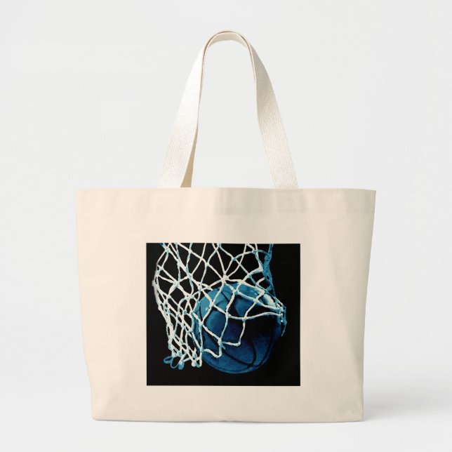 Bolso De Tela Gigante pelota de baloncesto azul (Frente)