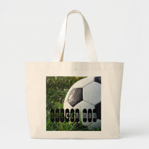 Bolso De Tela Gigante Pelota de fútbol negra y blanca en verde