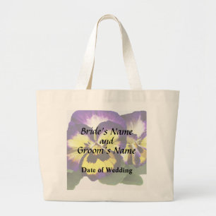 Bolso De Tela Gigante Pensamientos amarillos, morados y blancos