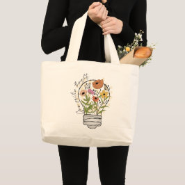 Bolso De Tela Gigante Pensamientos positivos para crecer Flores silvestr