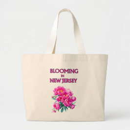 BOLSO DE TELA GIGANTE PEONÍAS ROSADAS ALGODÓN NATURAL FLORAL PLAYA