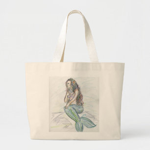 Bolso De Tela Gigante Pequeña Mermaid Art Personalizado Tote Bag Beach