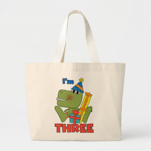 Bolso De Tela Gigante Pequeño Dino 3 camisetas de cumpleaños y regalos