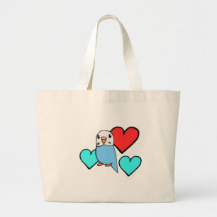 Bolso De Tela Gigante Periquito azul con corazones