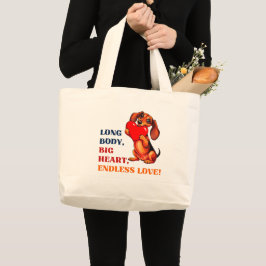 Bolso De Tela Gigante Perro adorador del corazón del Día de San Valentín