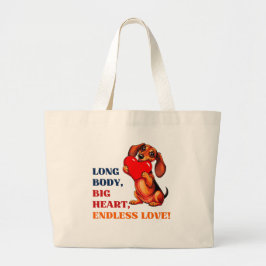 Bolso De Tela Gigante Perro adorador del corazón del Día de San Valentín