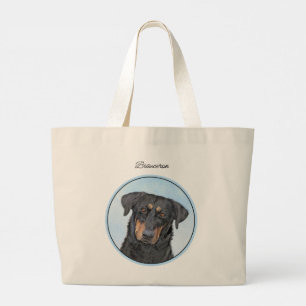 Bolso De Tela Gigante Perro Beauceron Negro y Fuego Pintura Perro de Pas