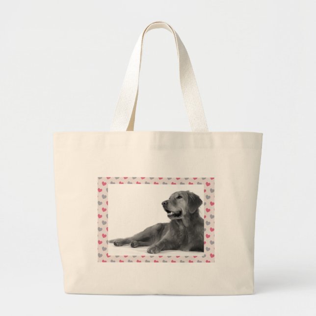 Bolso De Tela Gigante Perro con hermosos corazones (Frente)