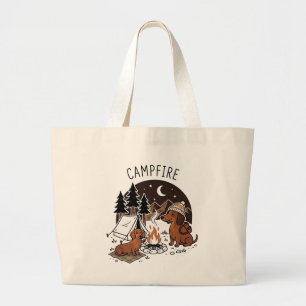 Bolso De Tela Gigante Perro Dachshund de fogata nocturna de camping